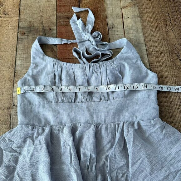 Selfie Leslie Womens gray ruffled sleeveless romper with halter tie top and back - Picture 2 of 11